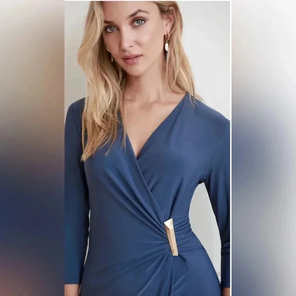 Joseph Ribkoff | Drape Front Dress - Picture 4 of 12